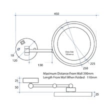 Ablaze 250mm Magnification Shaving Mirror with Exposed Wiring